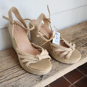 DISCONTINUED MIA Beige Woven Wedge Sandals